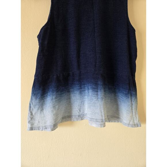 J.Jill Pure Jill Indigo Ombre Peplum Sleeveless Tank Top Medium Petite Resort - Picture 3 of 5